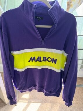 Malbon Purple & Yellow Quarter-Zip Pullover Sweatshirt